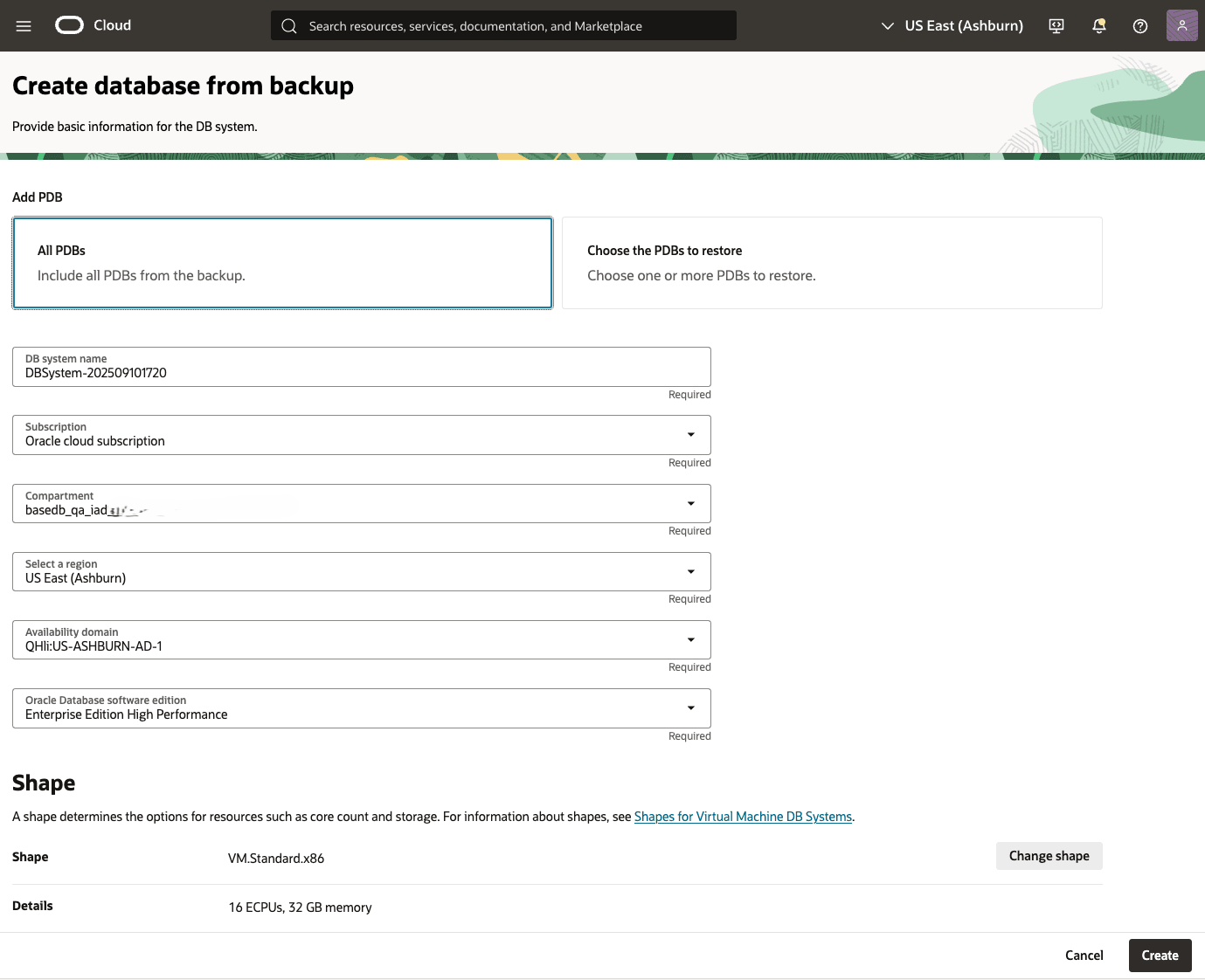 This screenshot shows how to restore a database from automatic or manual backup.