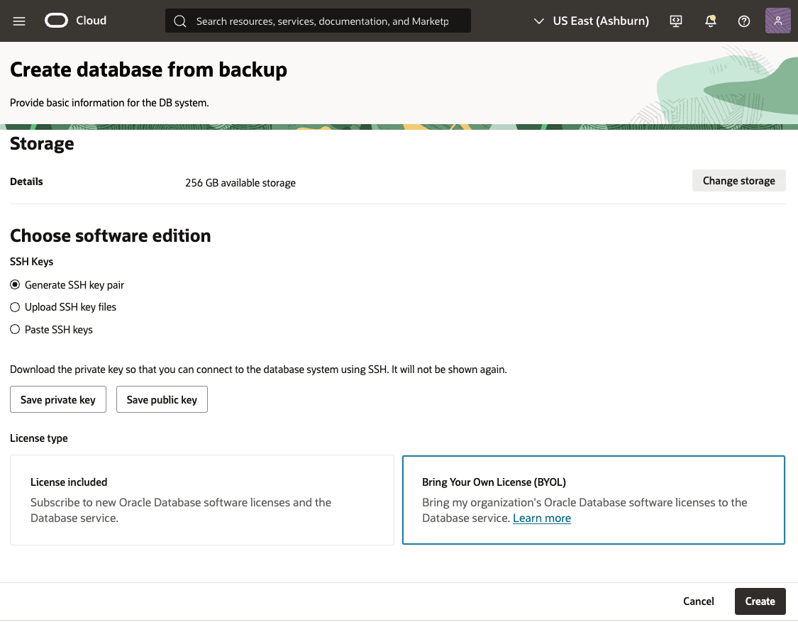 This screenshot shows how to restore a database from automatic or manual backup.
