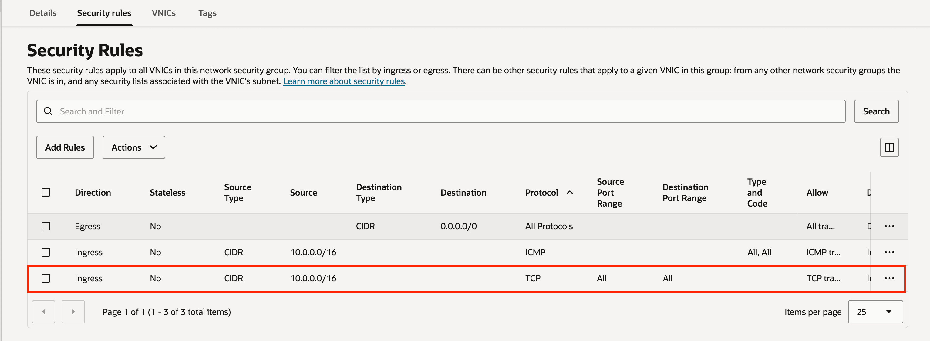 This screenshot shows how to create security rules.
