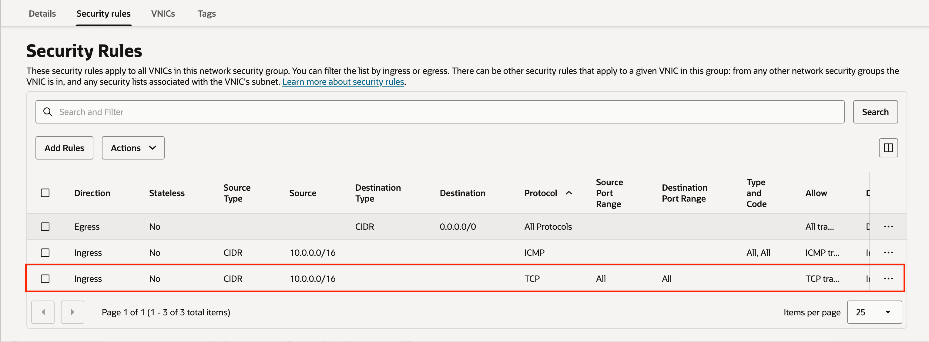 This screenshot shows how to add security rules.