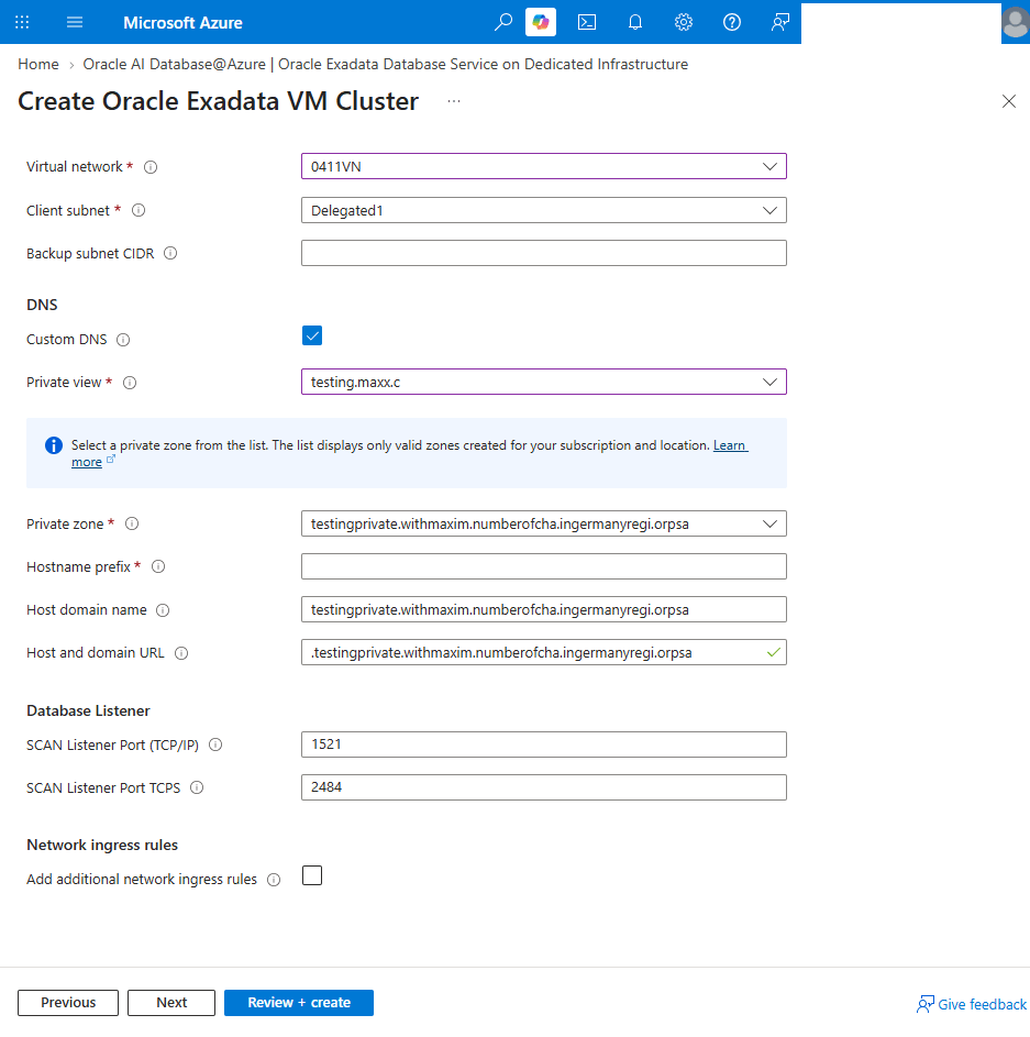 This screenshot shows the steps for creating an Exadata VM Cluster. This screenshot shows the steps for creating an Exadata VM Cluster.