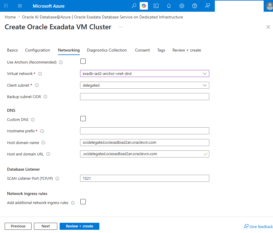 This screenshot shows the steps for creating an Exadata VM Cluster.