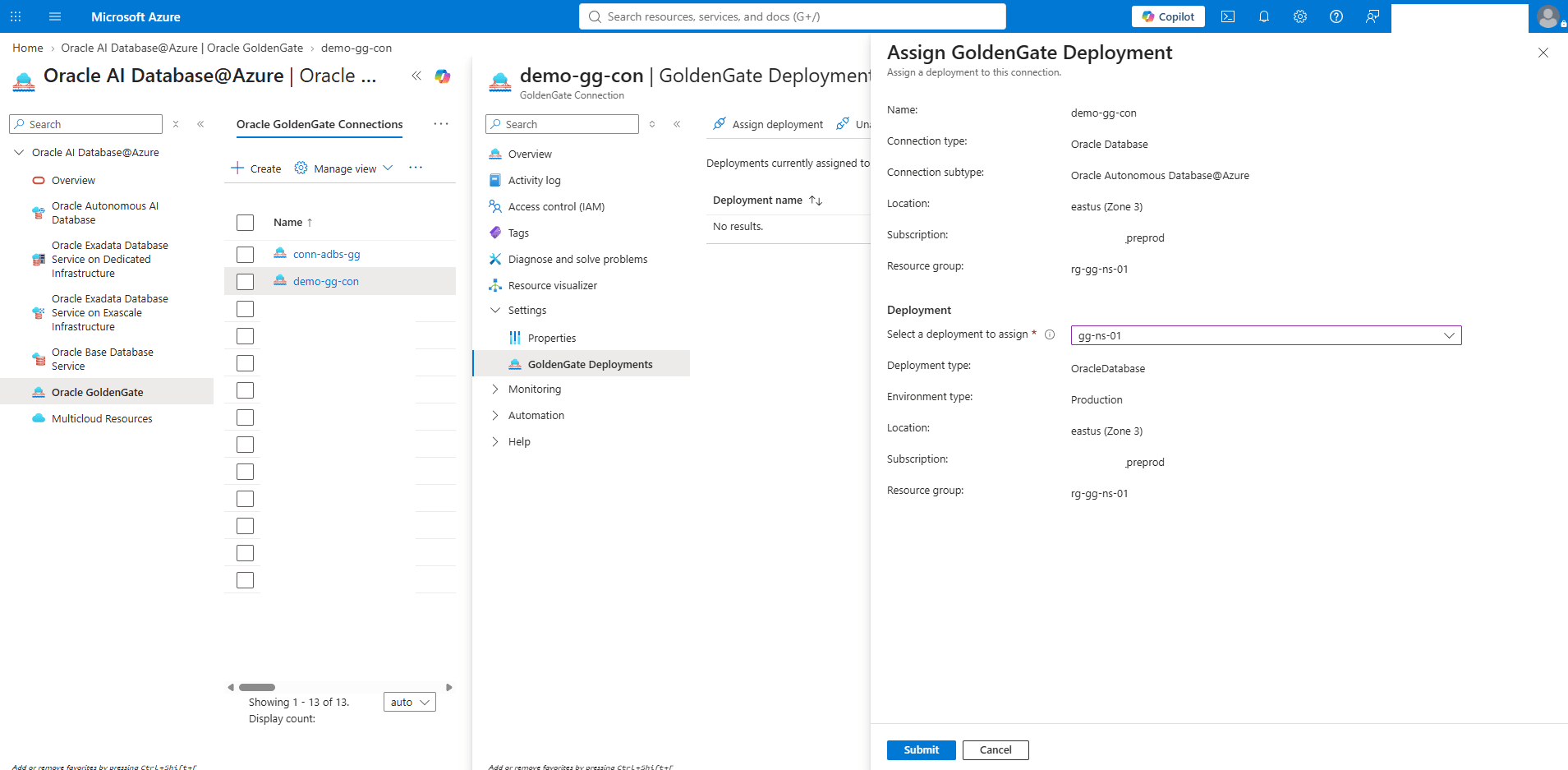 This screenshot shows how to assign a deployment.