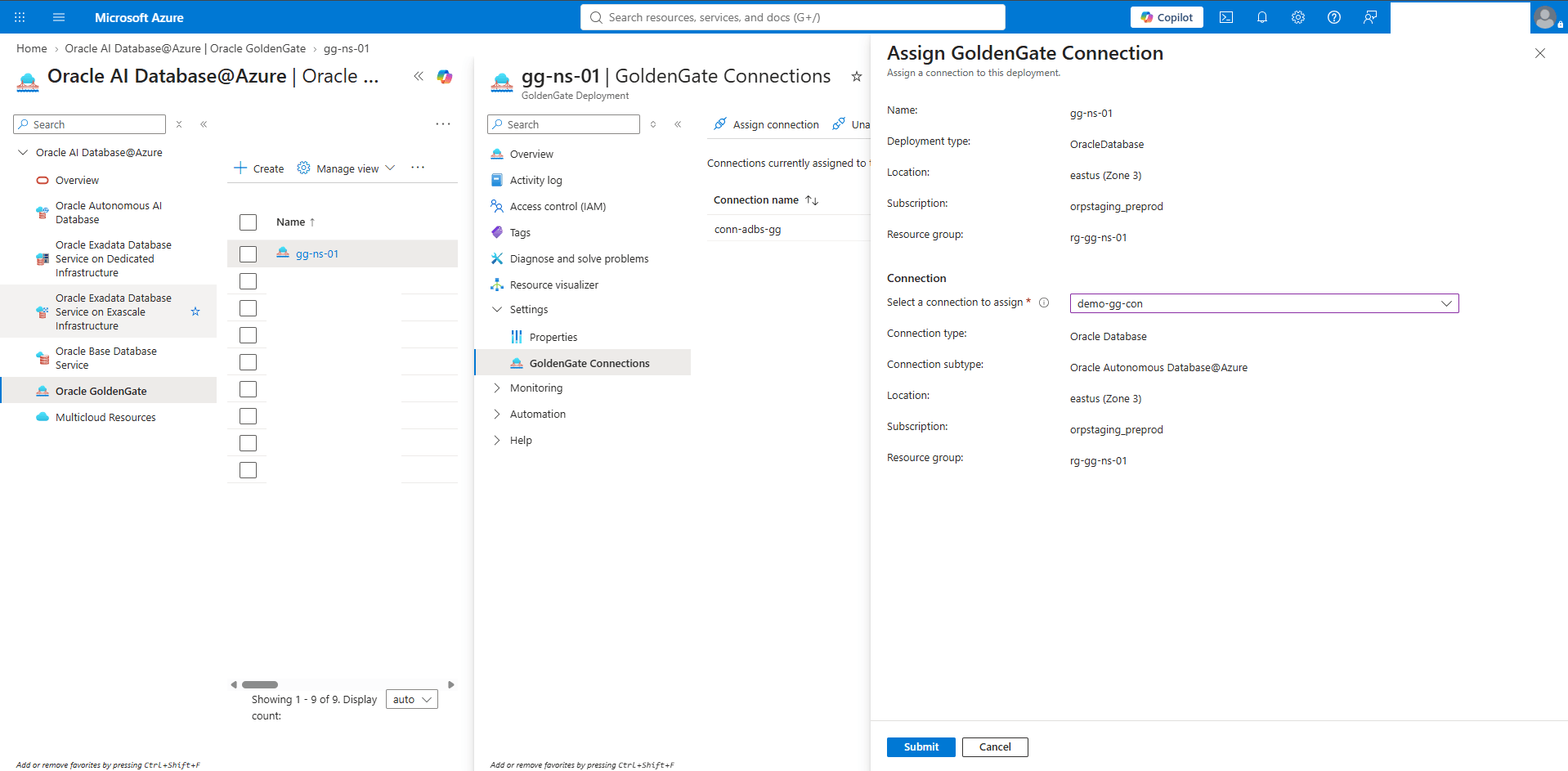 This screenshot shows how to assign a connection.