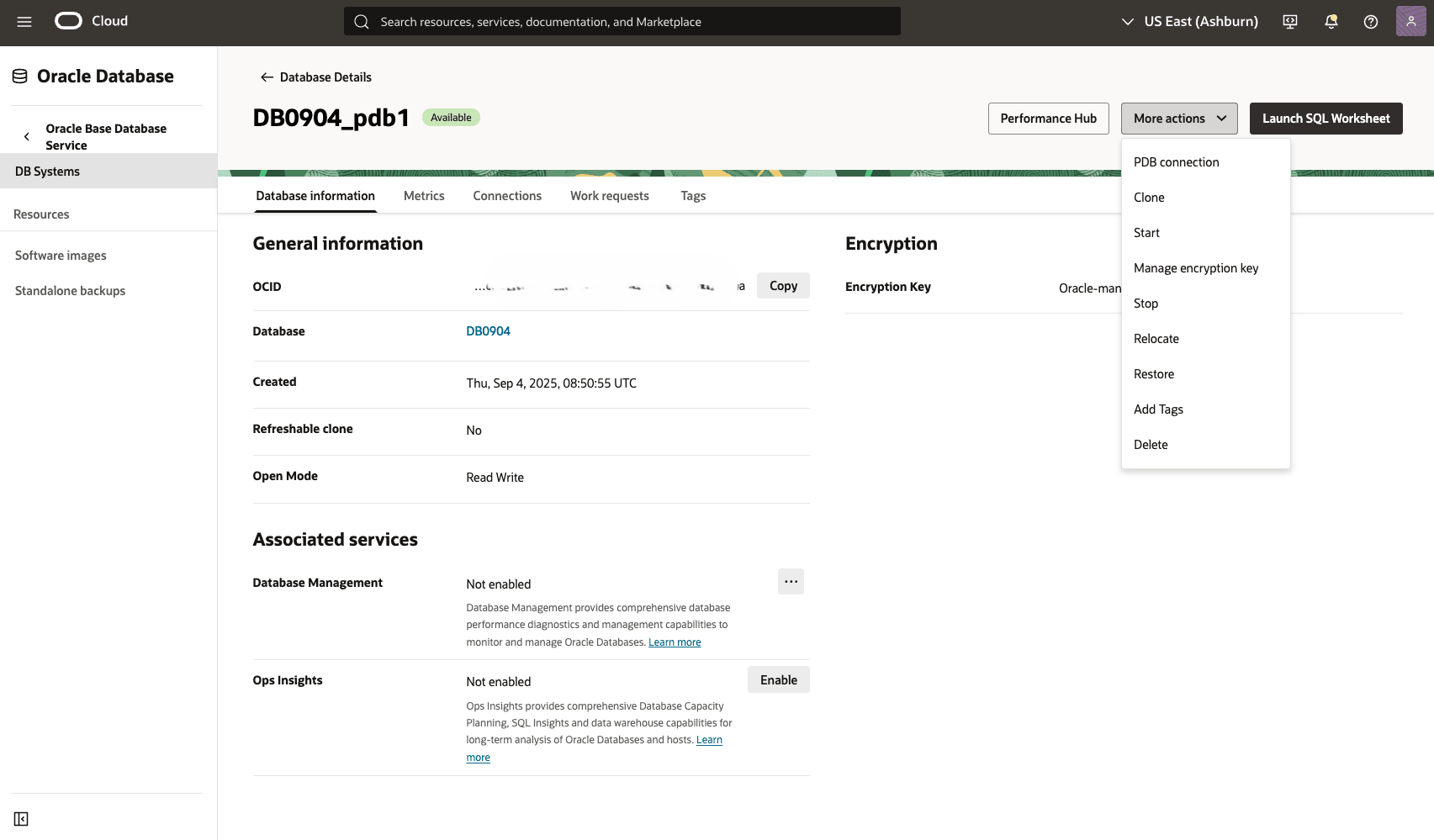This screenshot shows the steps to modify the Pluggable Database.