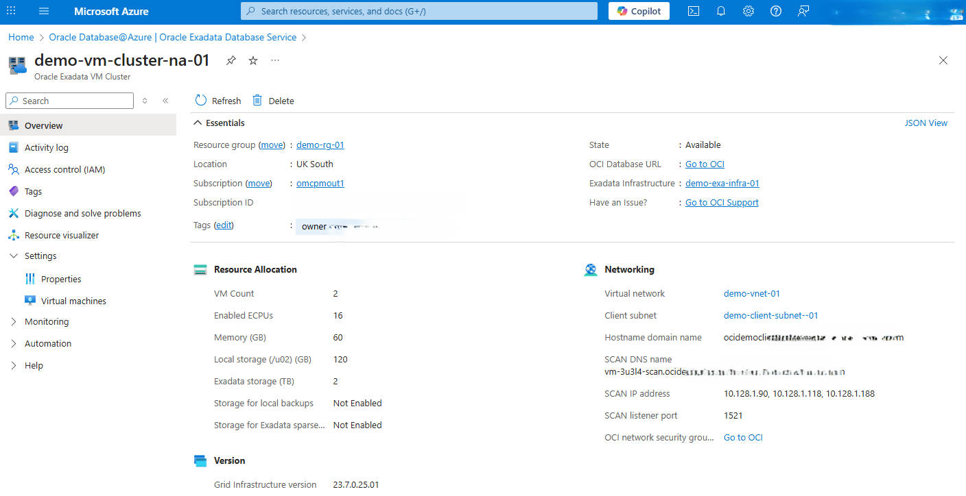 This screenshot shows the first step to scale an Exadata VM Cluster.