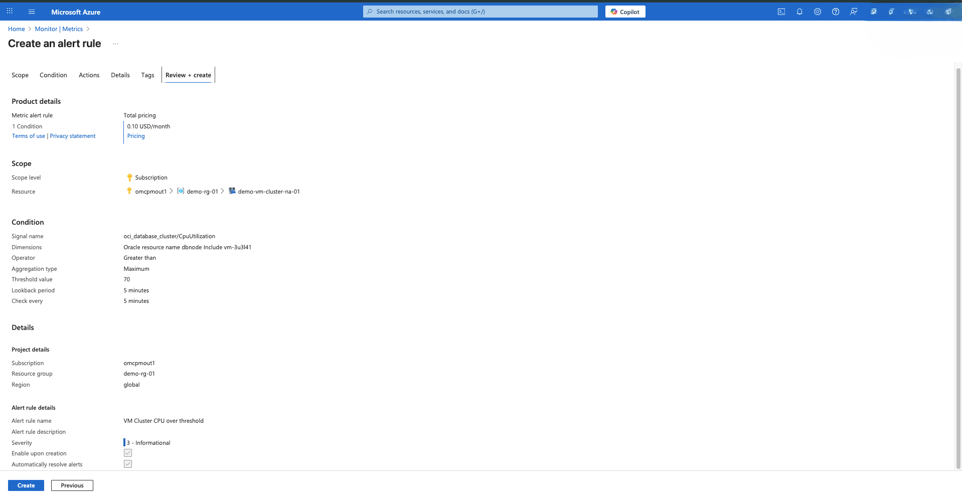 This screenshot shows how to monitor metrics.