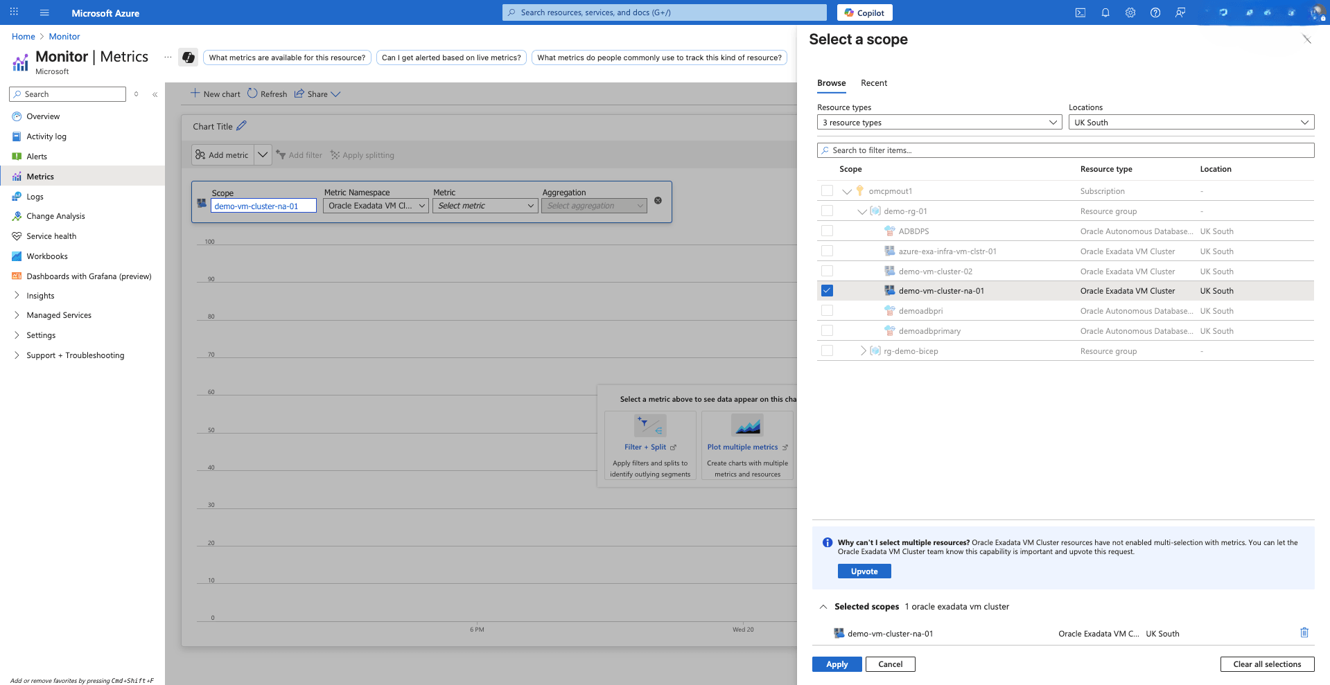 This screenshot shows how to monitor metrics.