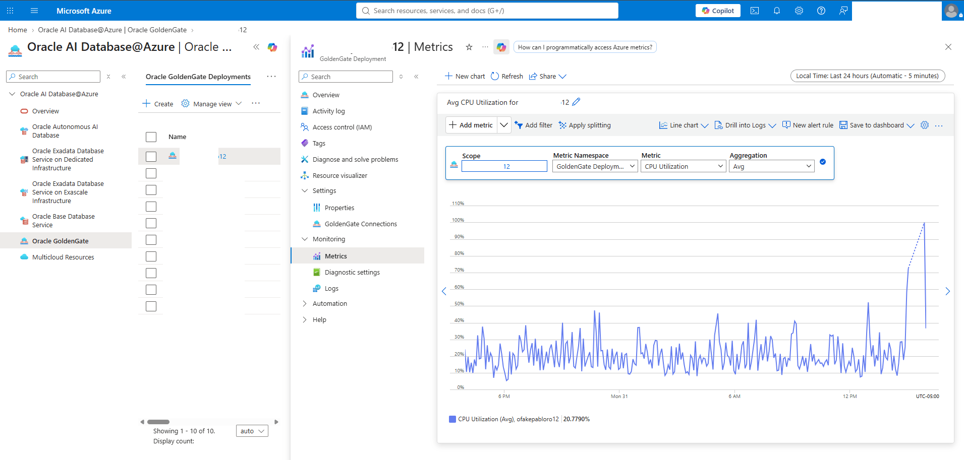 This screenshot shows how to monitor metrics.