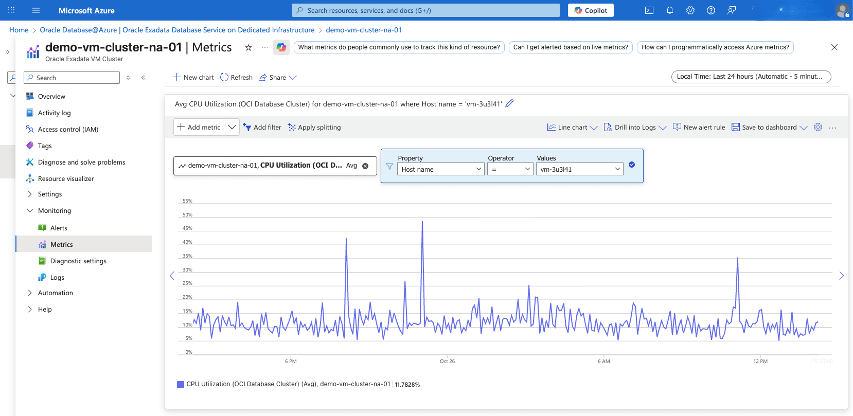 This screenshot shows how to monitor metrics.