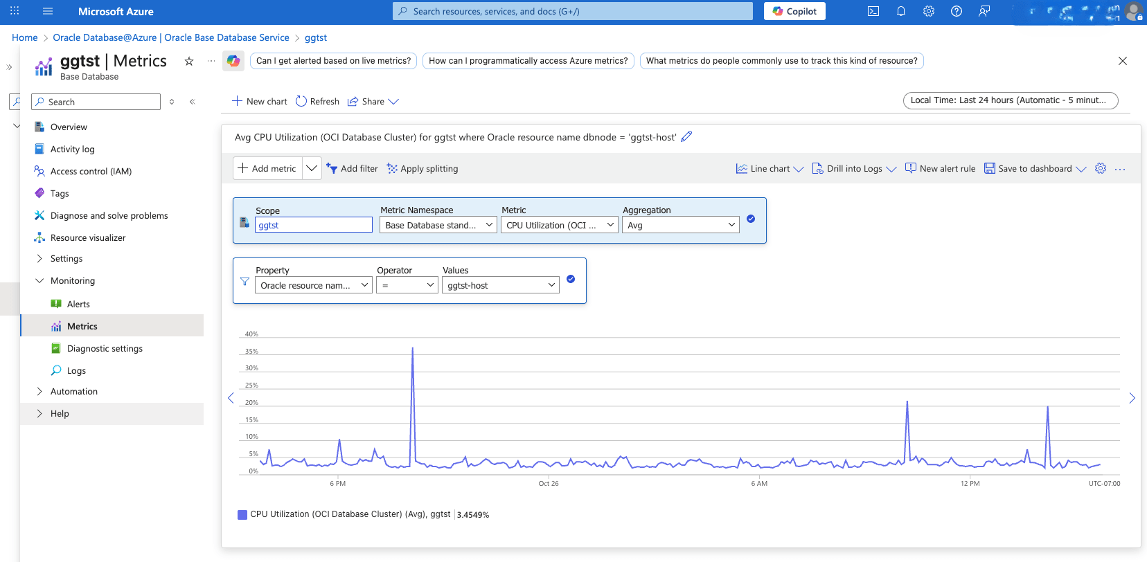 This screenshot shows how to monitor metrics.
