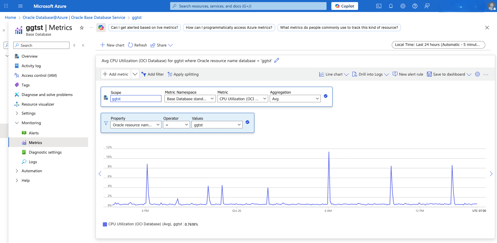 This screenshot shows how to monitor metrics.