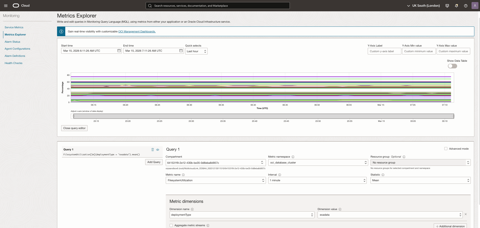 This screenshot shows how to monitor your query in Metrics Explorer.