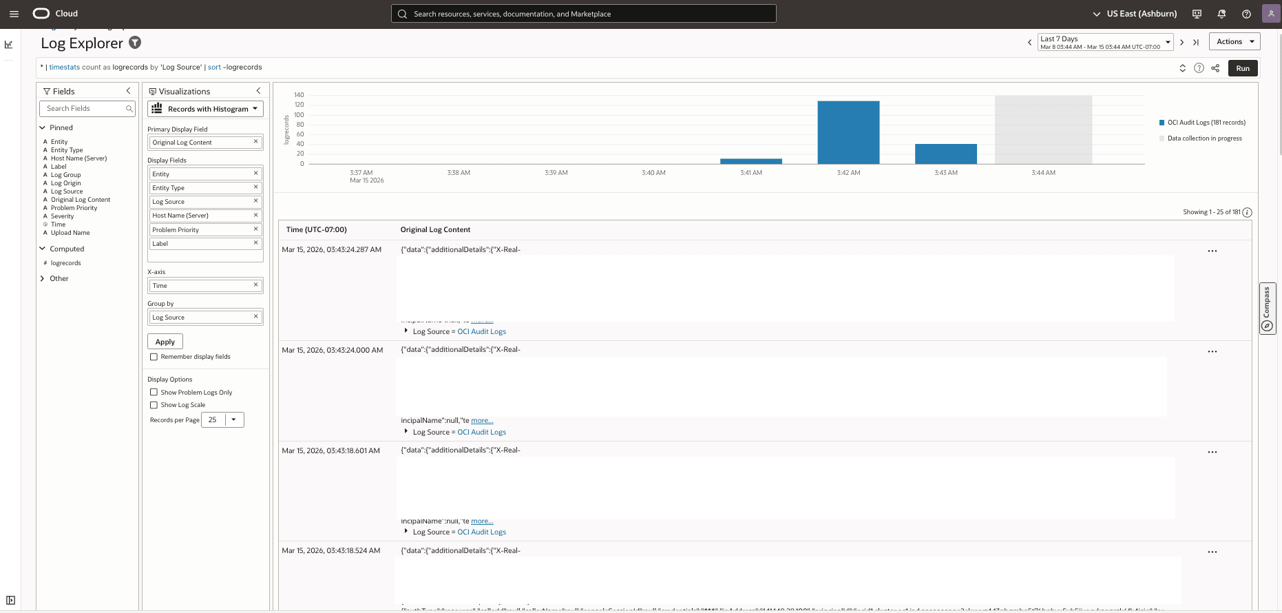 This screenshot shows how to use Log Explorer.