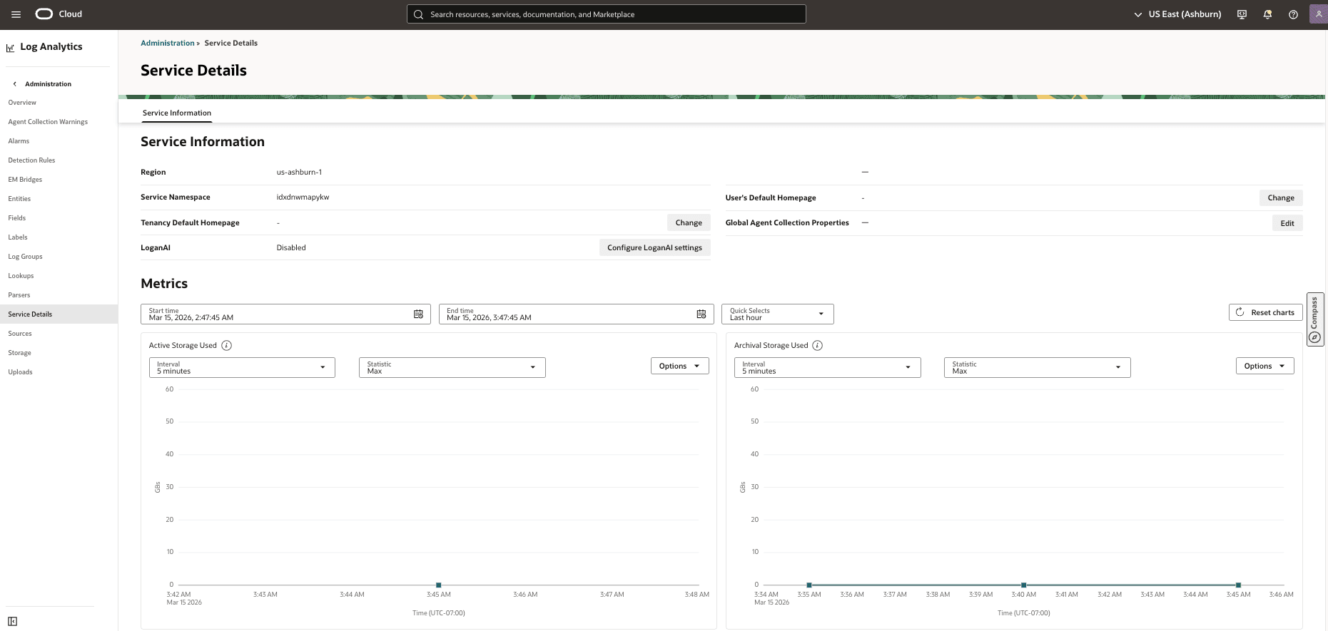 This screenshot shows the Service Details page.