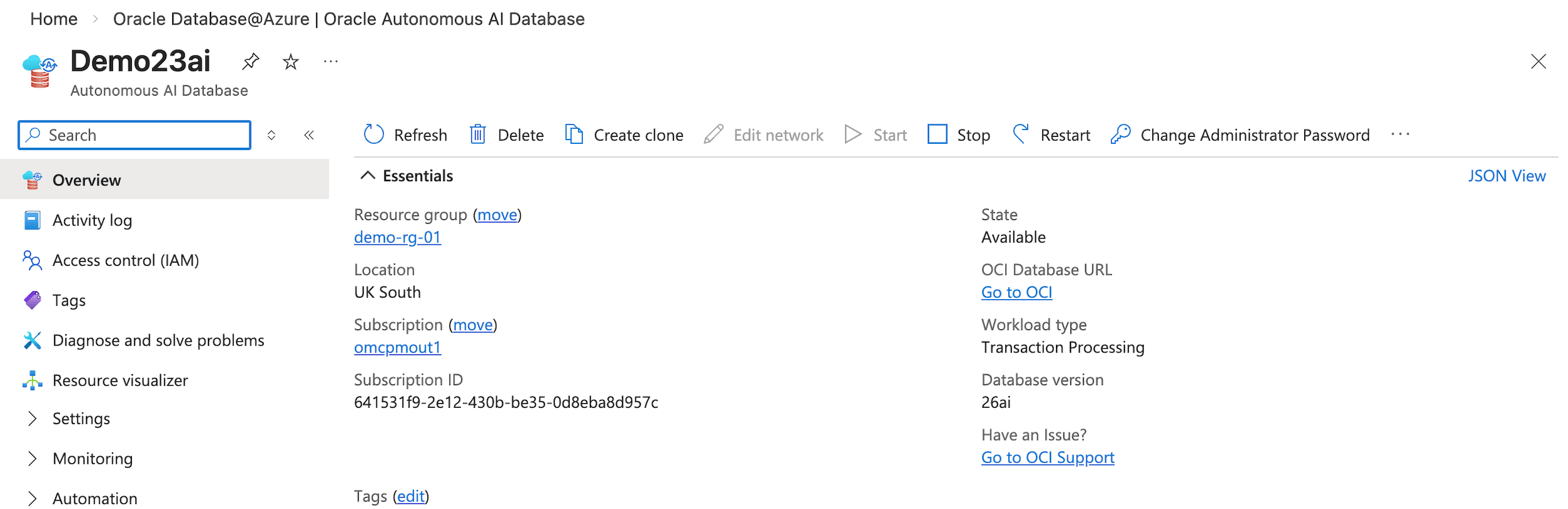 This screenshot shows how to navigate to OCI from Azure portal.