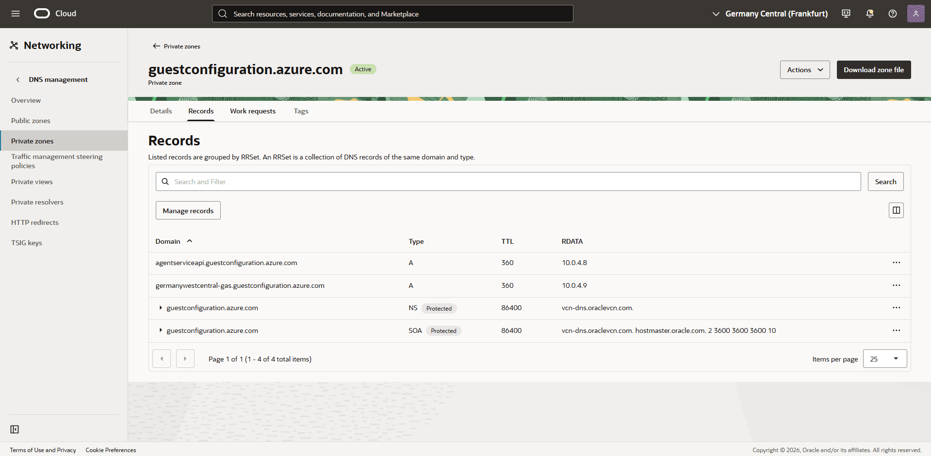 This screenshot shows how to create OCI Private Zone. This screenshot shows how to create OCI Private Zone.