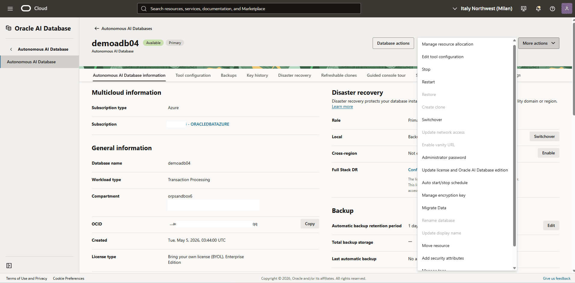 This screenshot shows how to change key management.