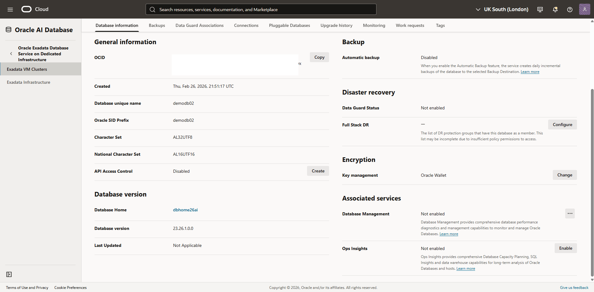 This screenshot shows how to view encryption details.