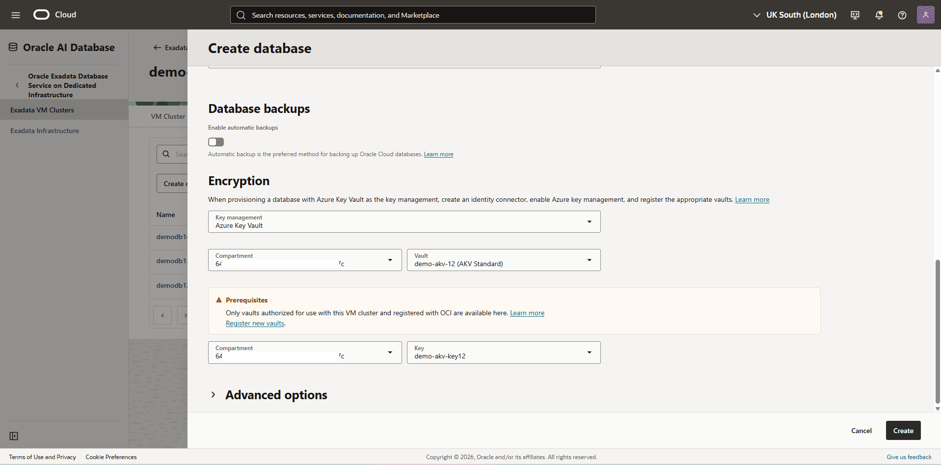This screenshot shows how to create a database.