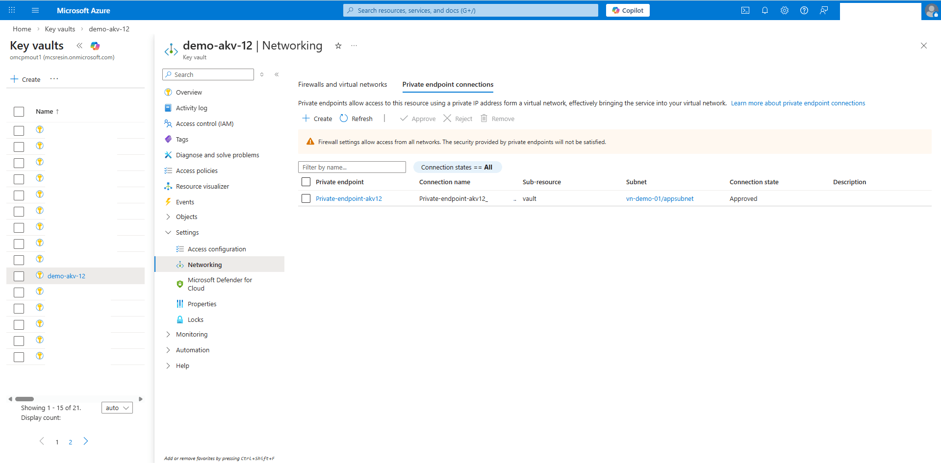 This screenshot shows how to configure private endpoint.