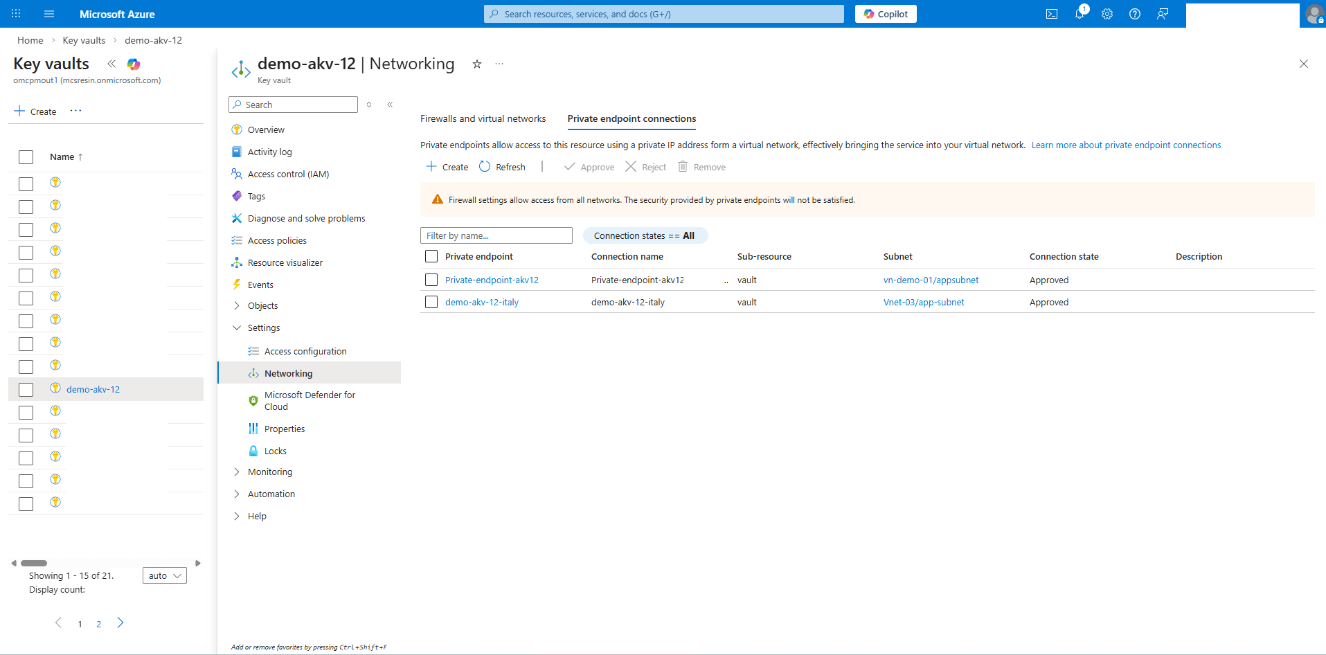 This screenshot shows how to configure private endpoint.