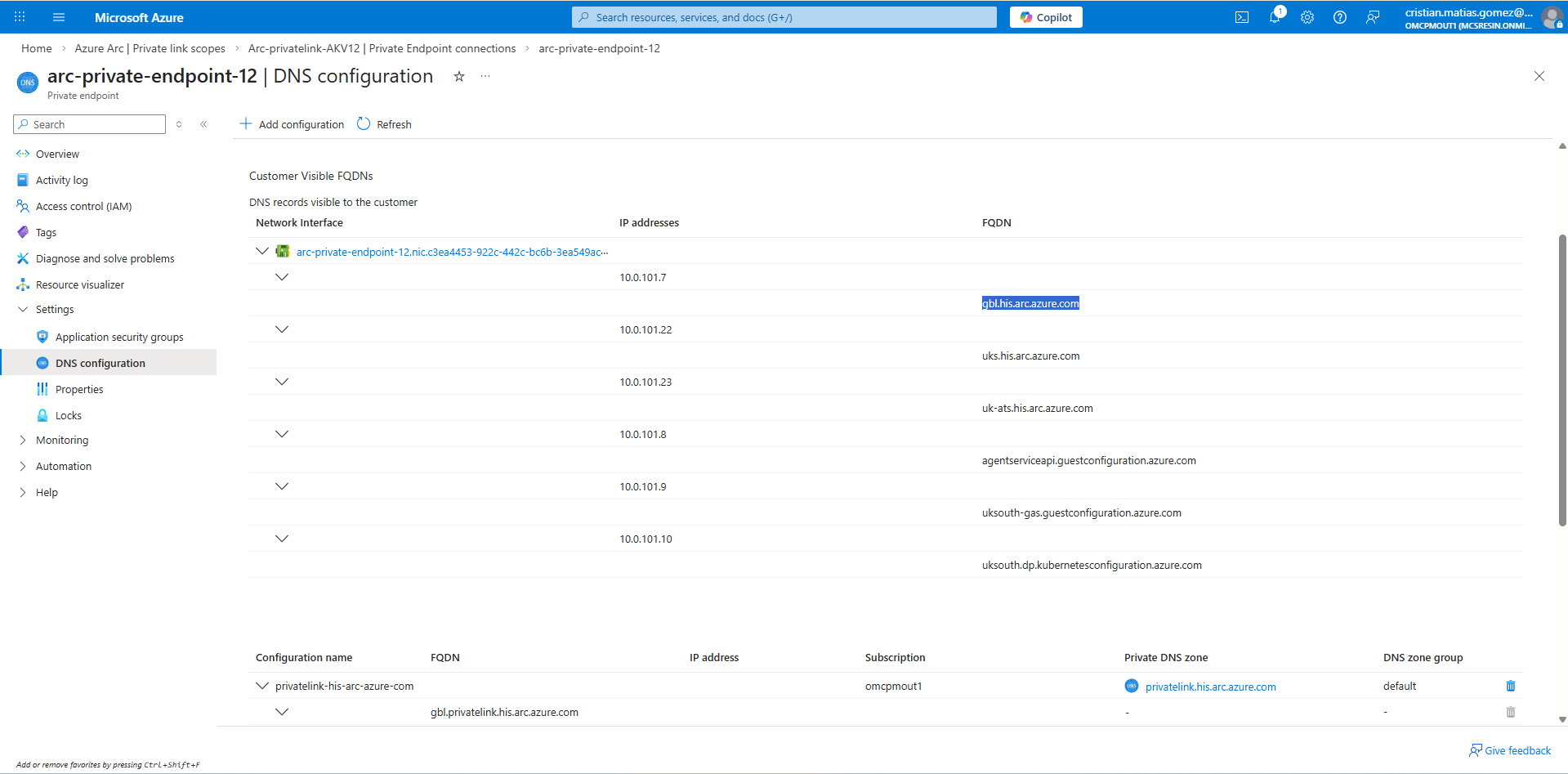 This screenshot shows how to obtain FQDN and IP addresses.