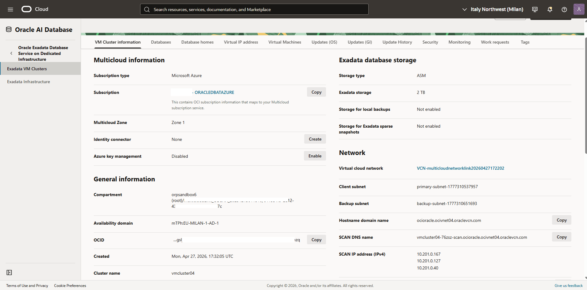 This screenshot shows how to obtain your compartment information.