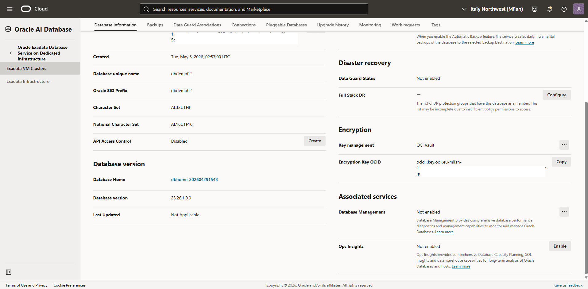 This screenshot shows how to verify the database encryption method.