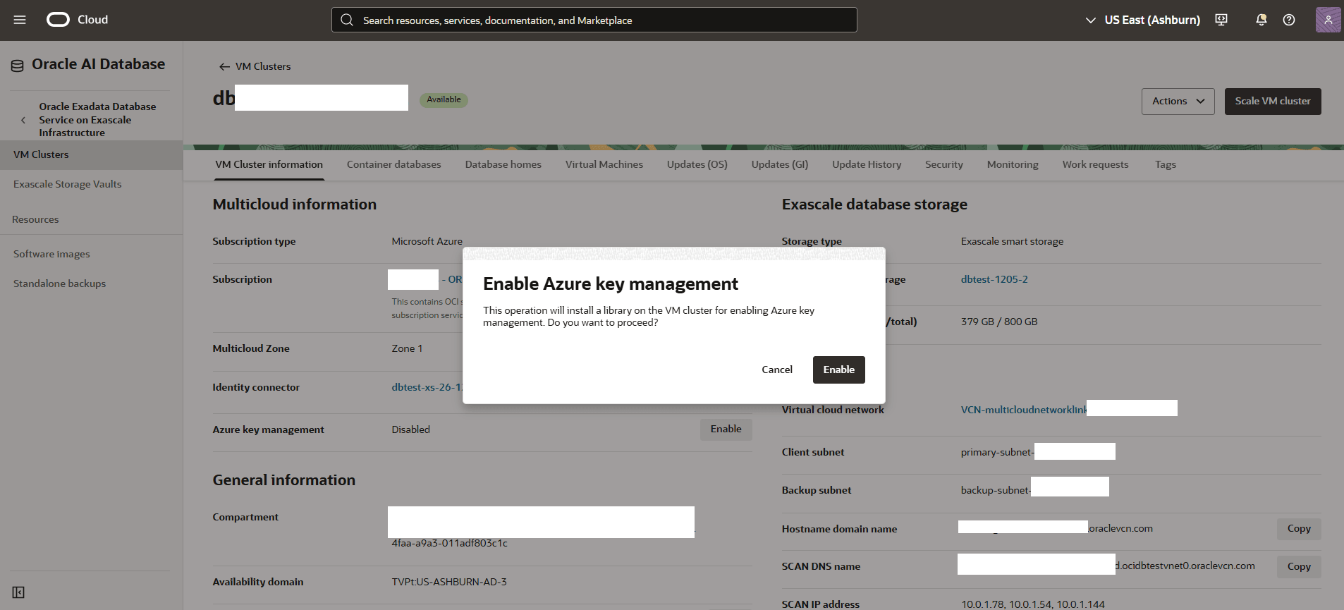 This screenshot show how to enable the Azure Key Management.