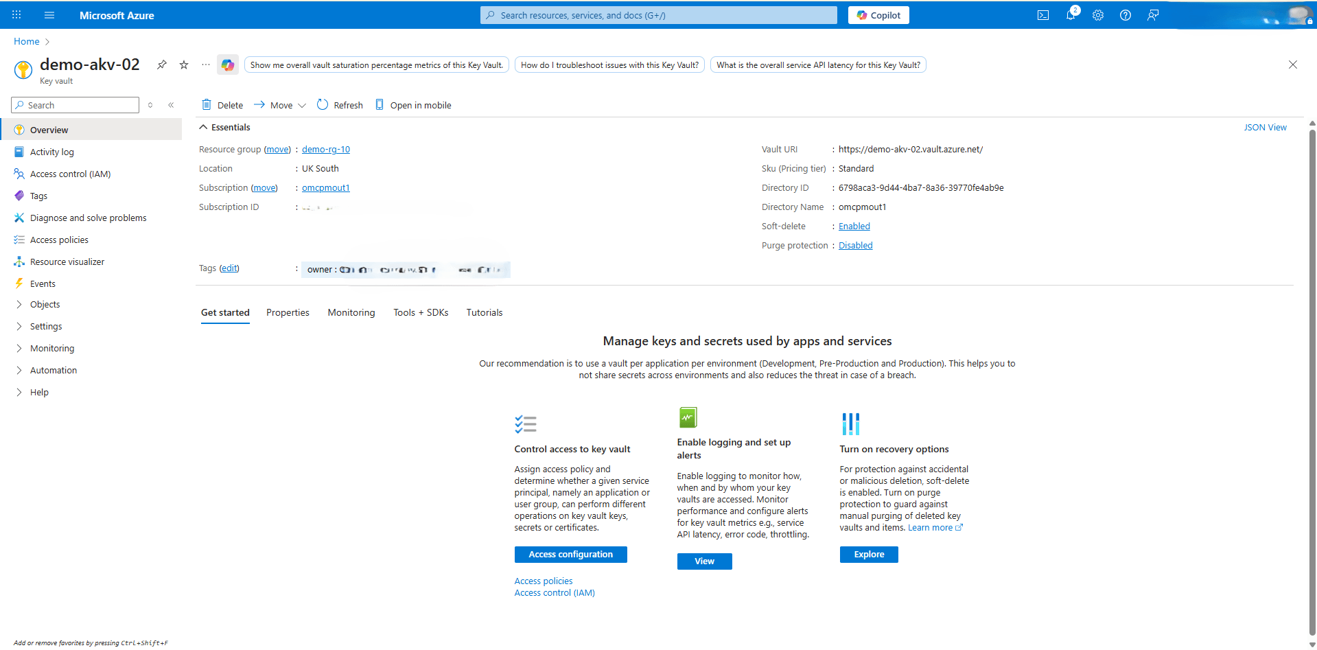 This screenshot shows how to obtain Directory ID.