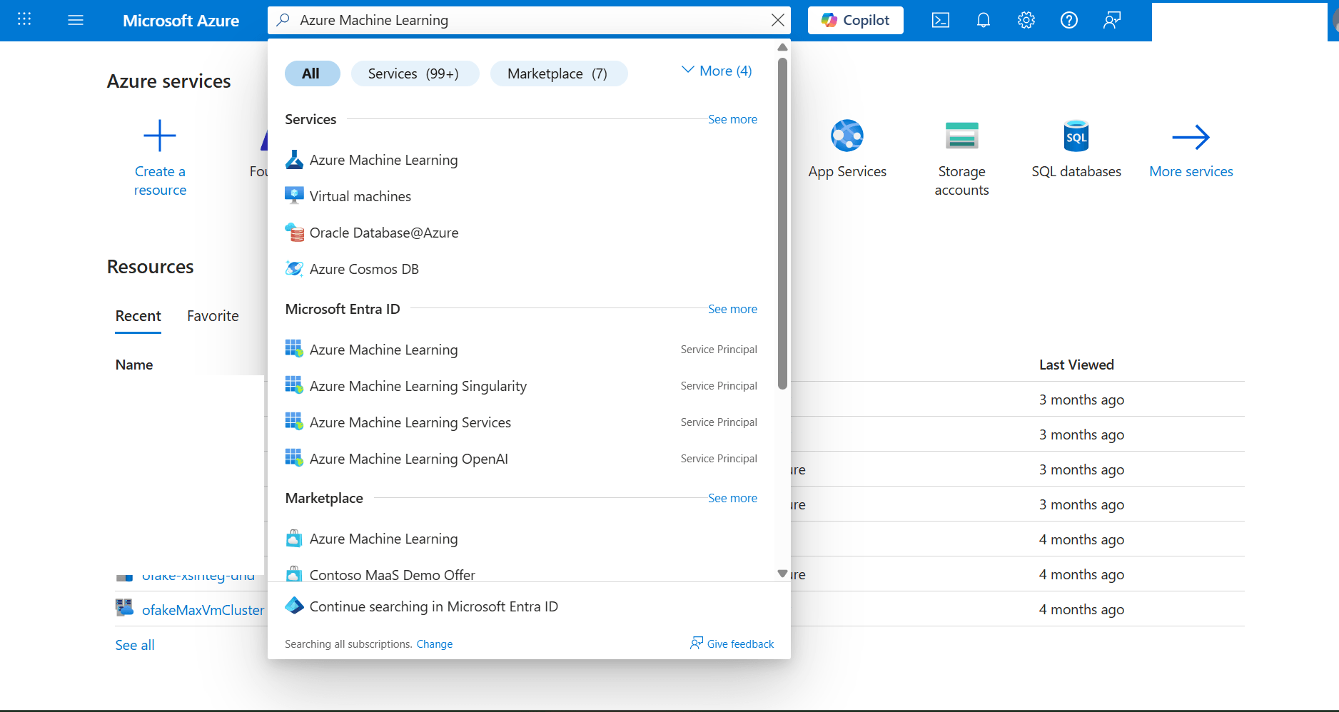 This screenshot shows how to a machine learning workspace.