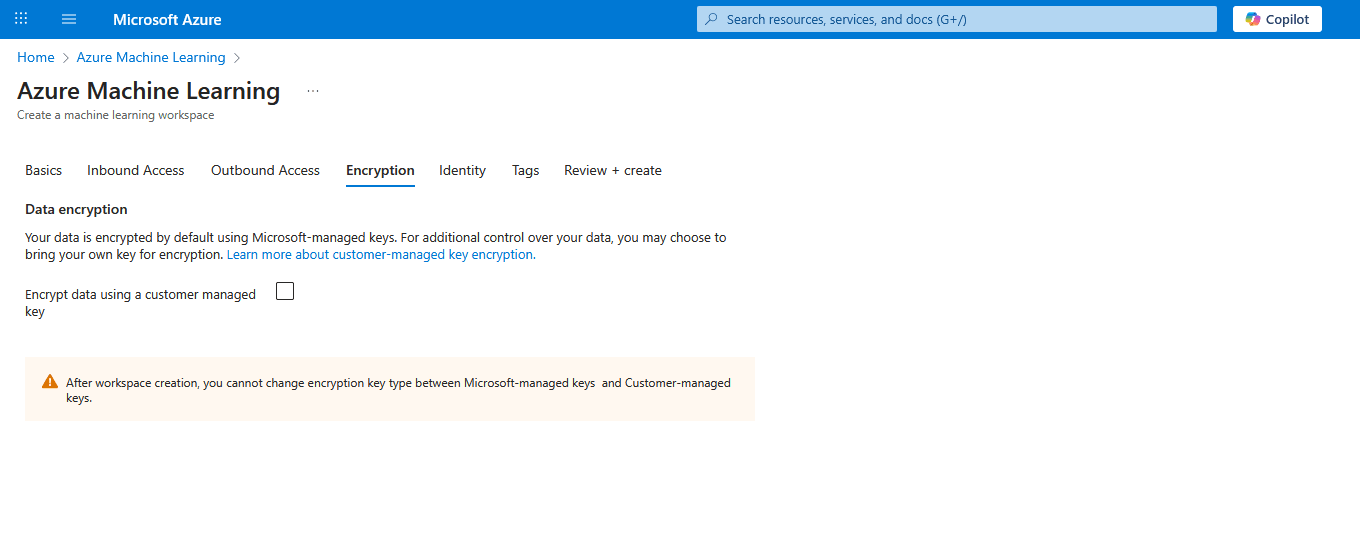 This screenshot shows how to a machine learning workspace.