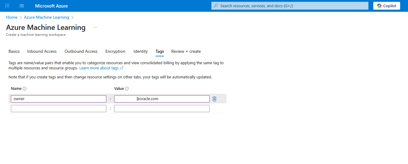 This screenshot shows how to a machine learning workspace.