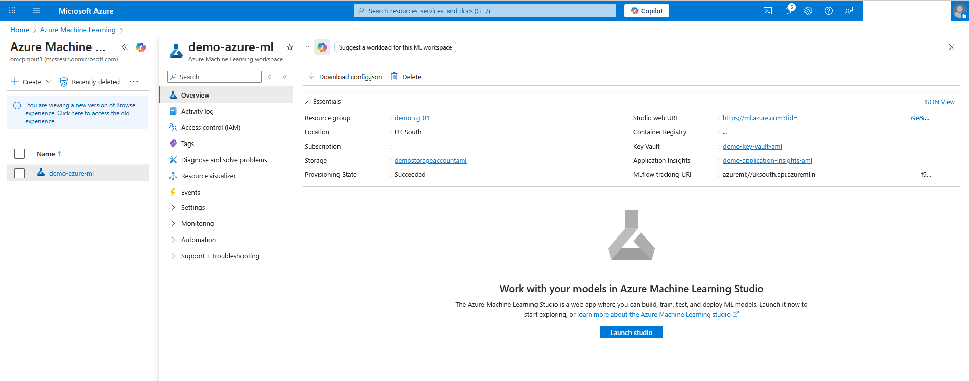 This screenshot shows how to launch studio.