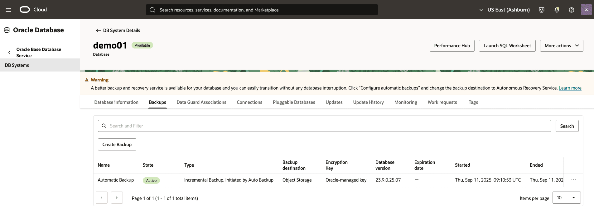 A screenshot of the backup Base Database process.