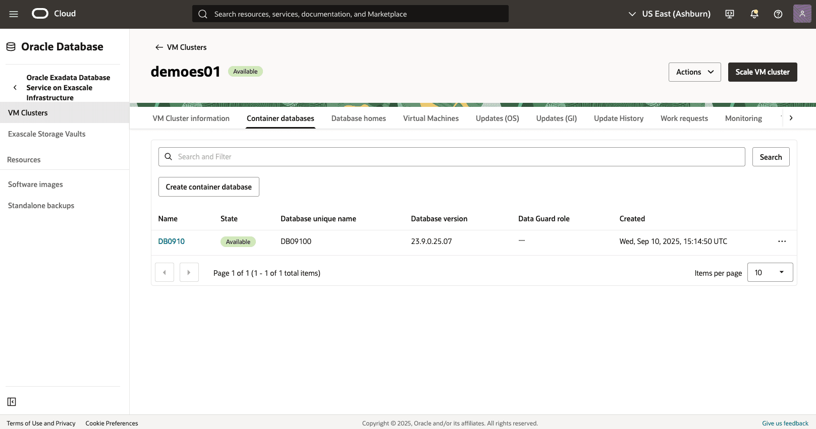 A screenshot of the View Automatic Backup from the OCI Console process.