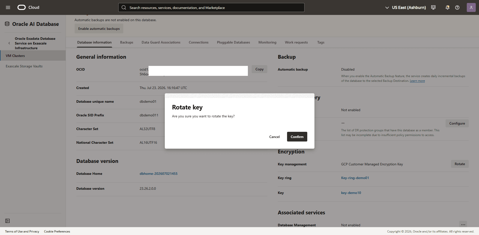 This screenshot shows how to rotate a key.
