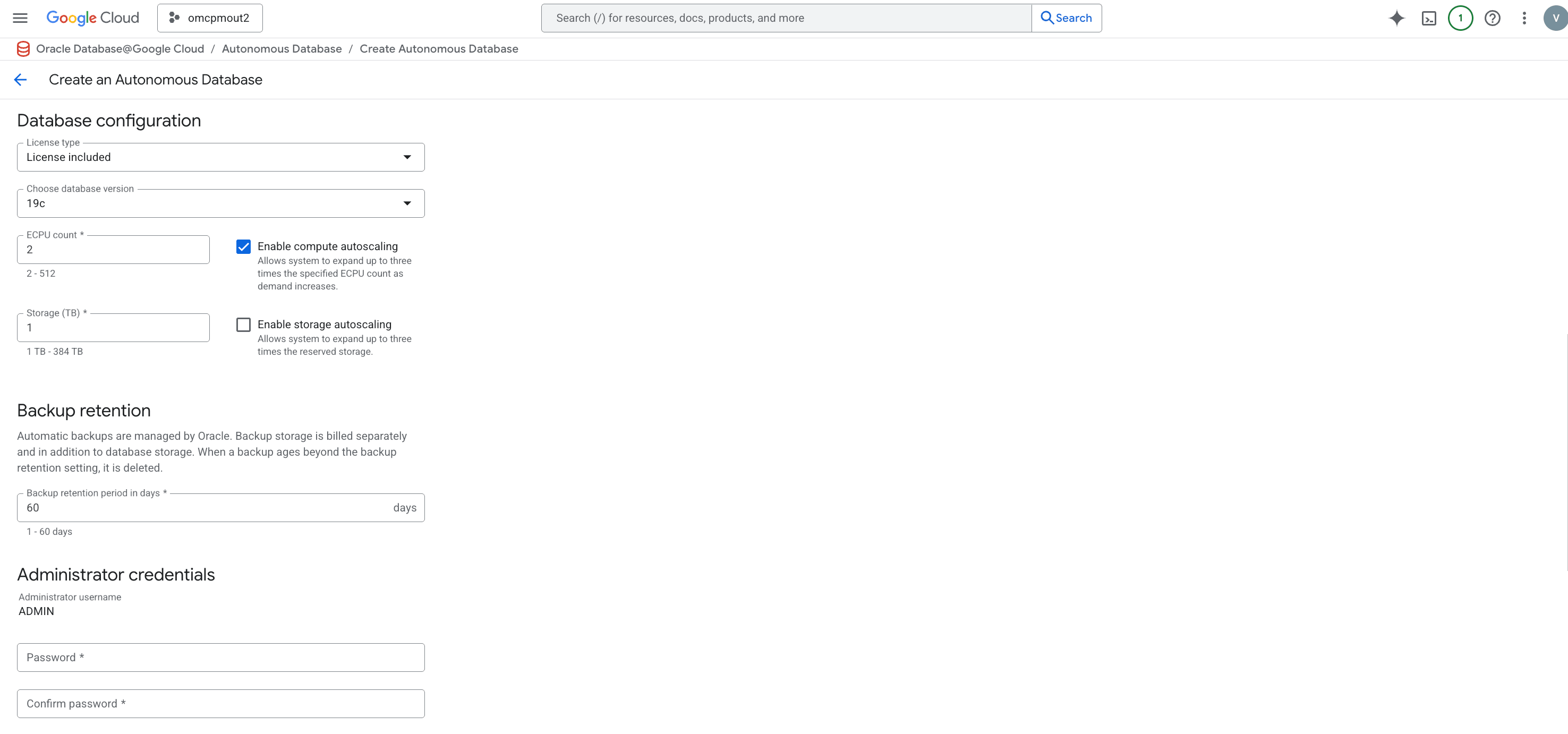 A screenshot of additional Autonomous Database creation details. A screenshot of additional Autonomous Database creation details.
