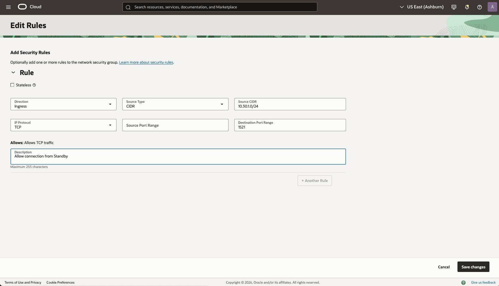 This screenshot shows how to add rule.