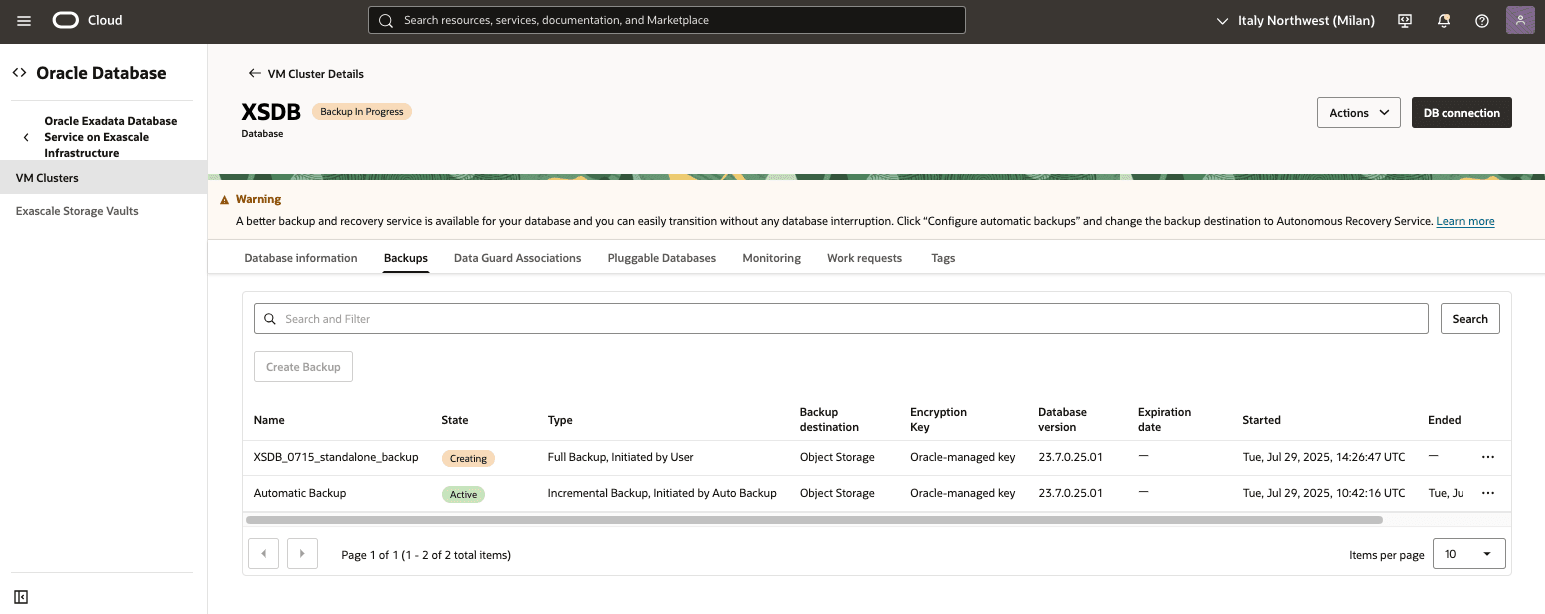 A screenshot of the Manual Backup process. A screenshot of the Manual Backup process.