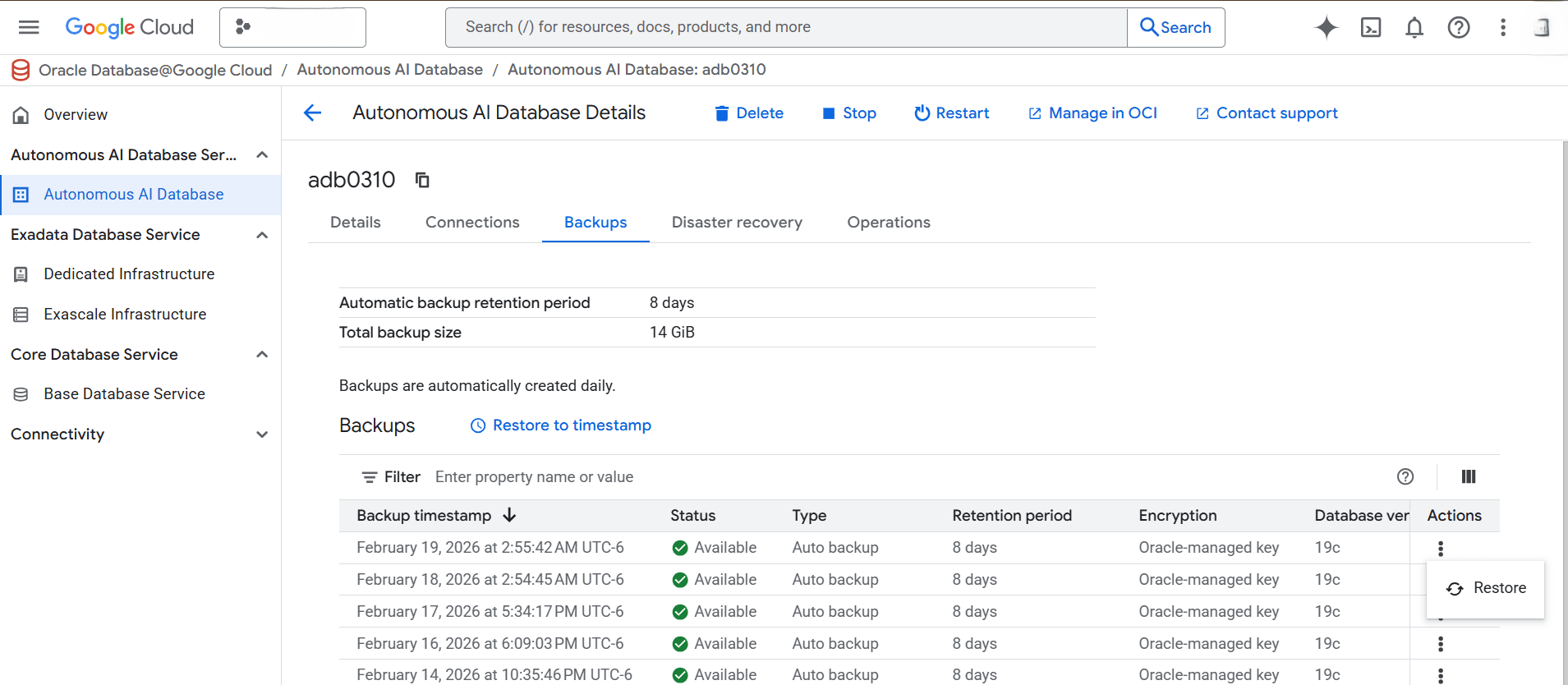 This screenshot shows how to restore from backups This screenshot shows how to restore from backups