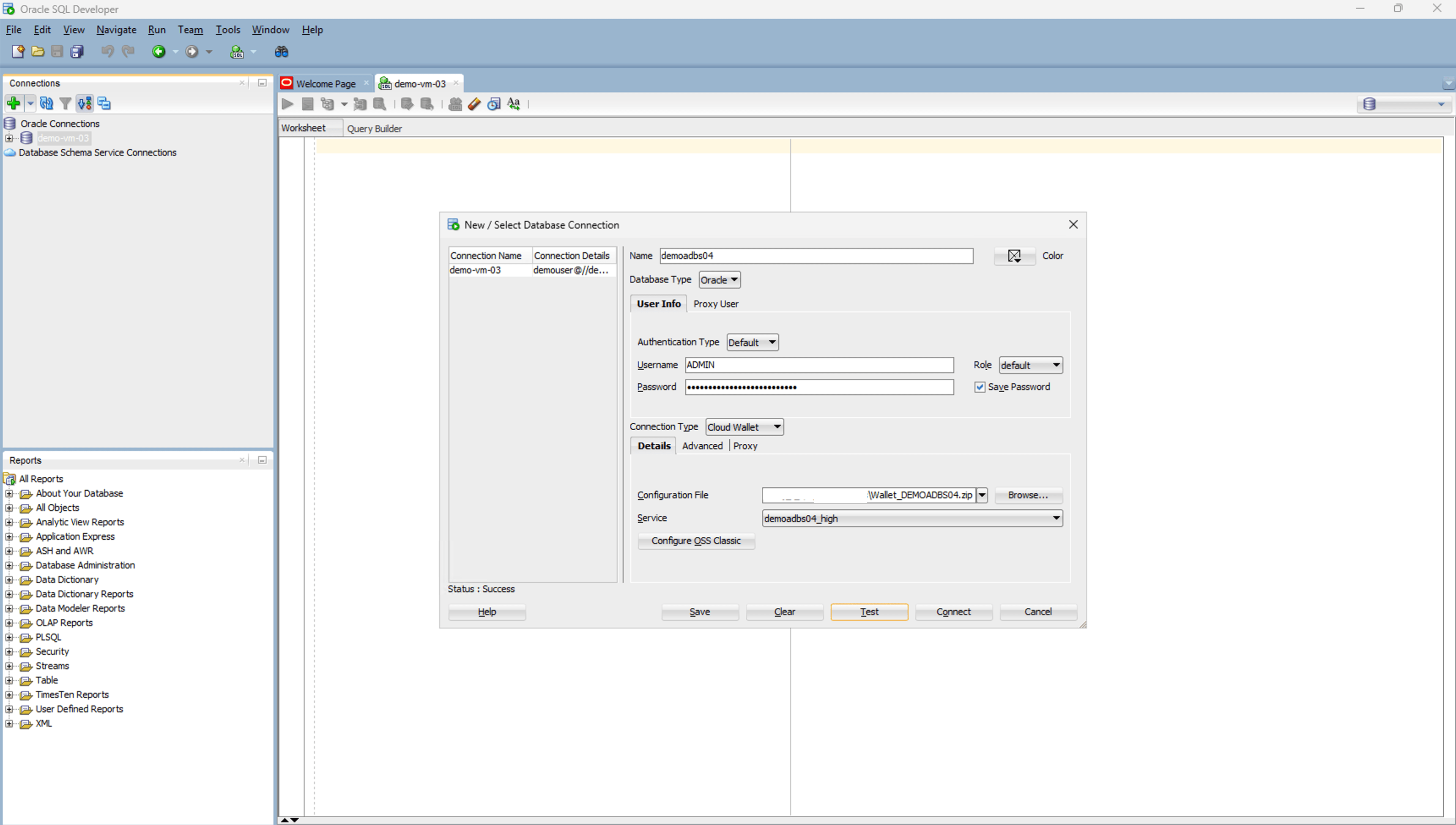 This screenshot shows how to configure SQL Developer.