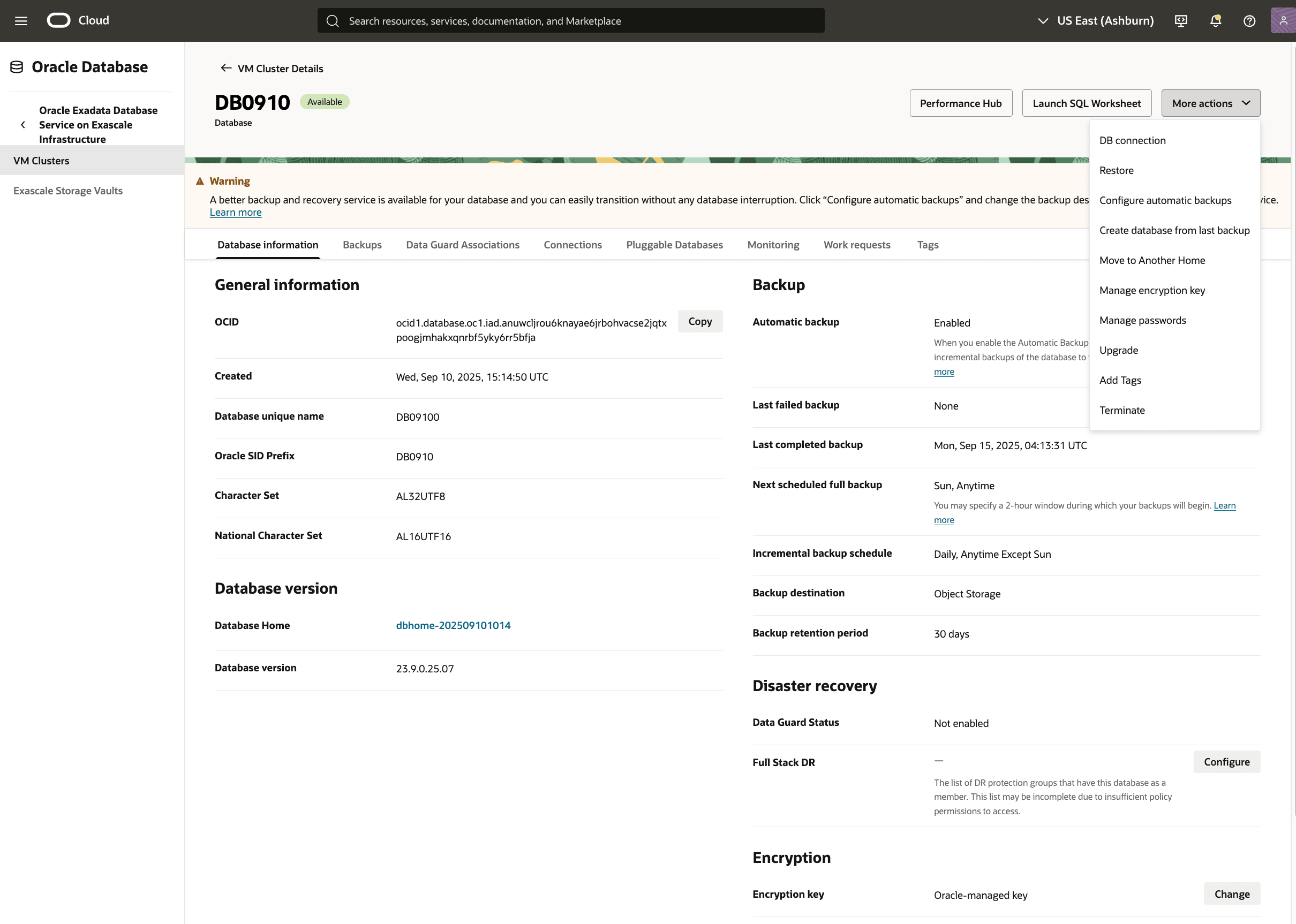 A screenshot showing the deletion of an Exascale Database.