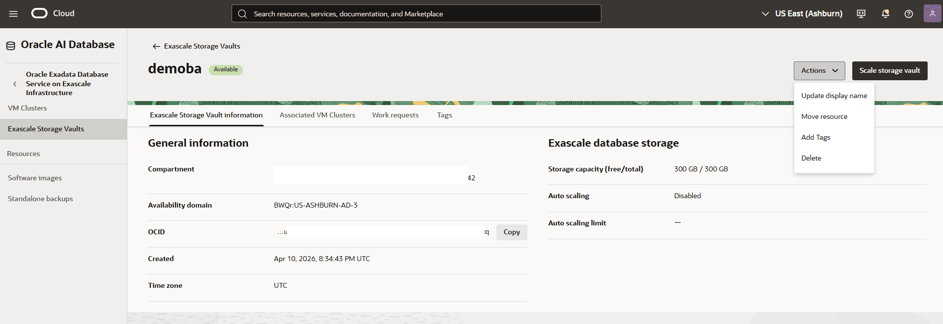 This screenshot shows how to delete an Exascale Storage Vault. This screenshot shows how to delete an Exascale Storage Vault.