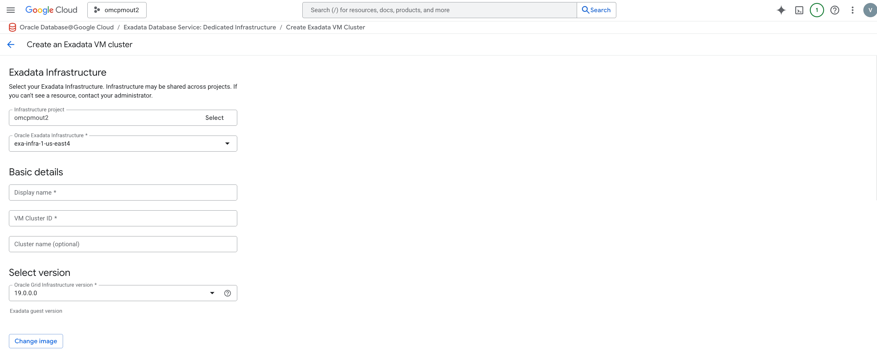 A screenshot of the Exadata VM Cluster creation details. A screenshot of the Exadata VM Cluster creation details.
