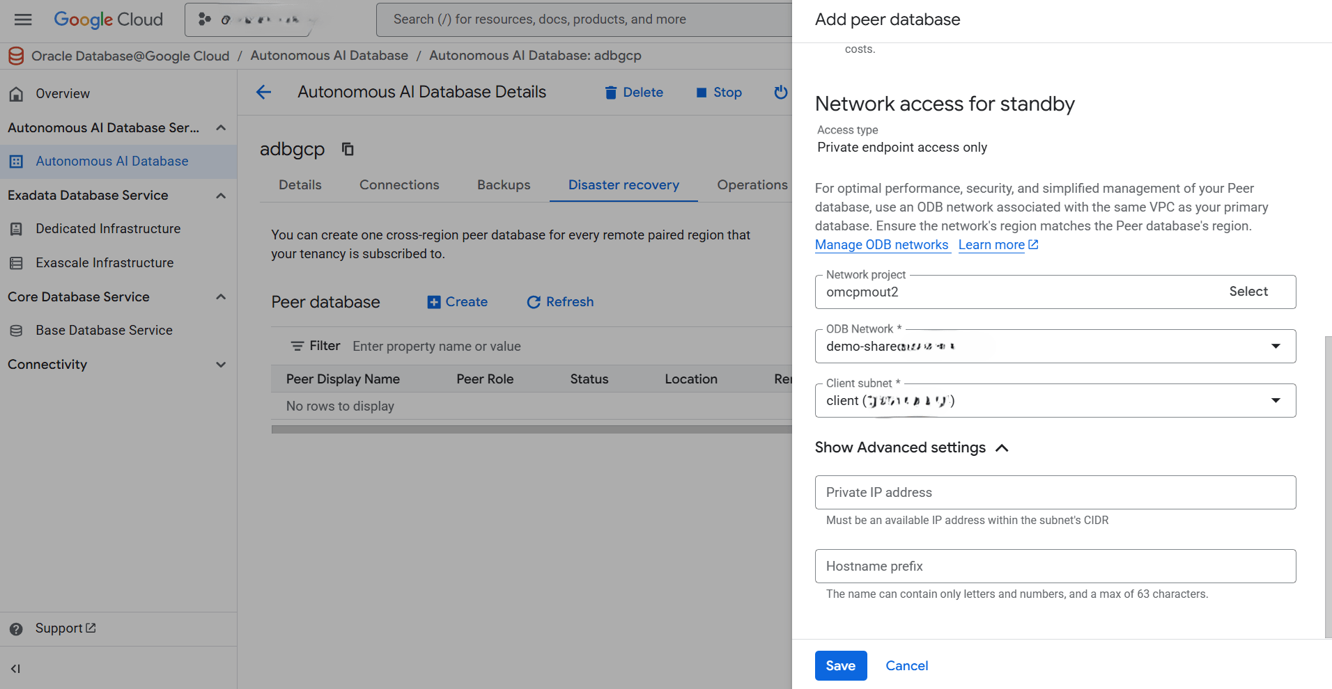 This screenshot shows how to perform a disaster recovery.