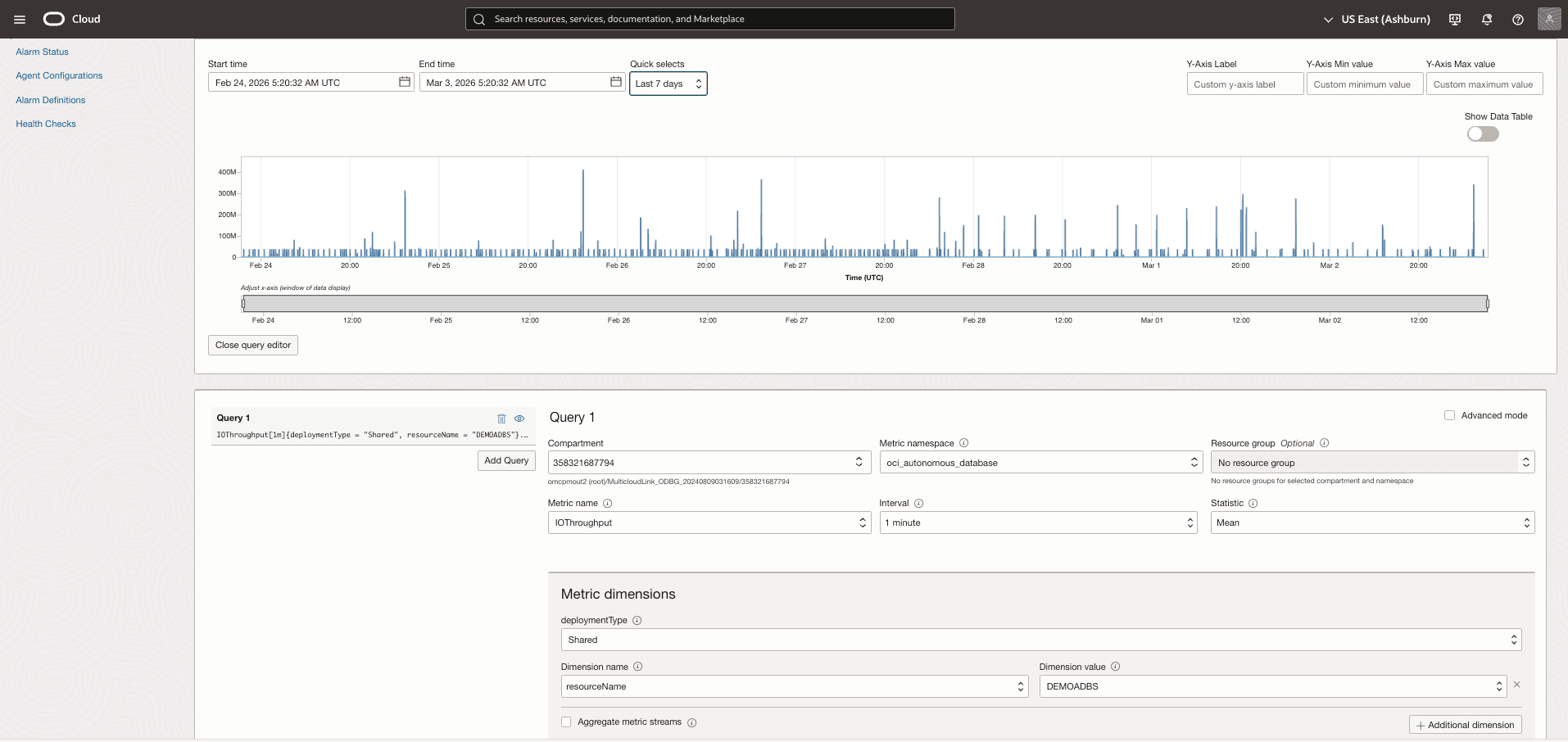 This screenshot shows how to monitor your query in Metrics Explorer.