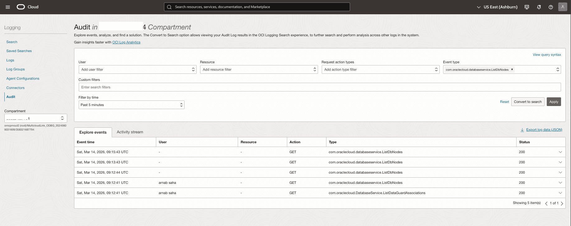 This screenshot shows how to explore events.