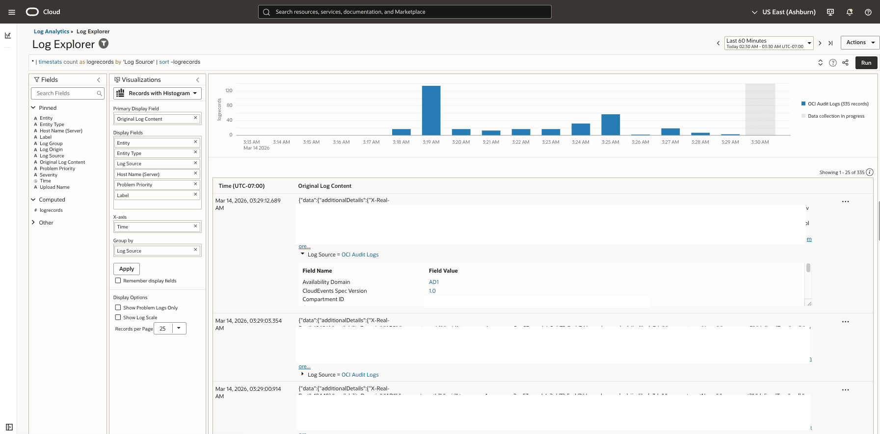 This screenshot shows how to use Log Explorer.